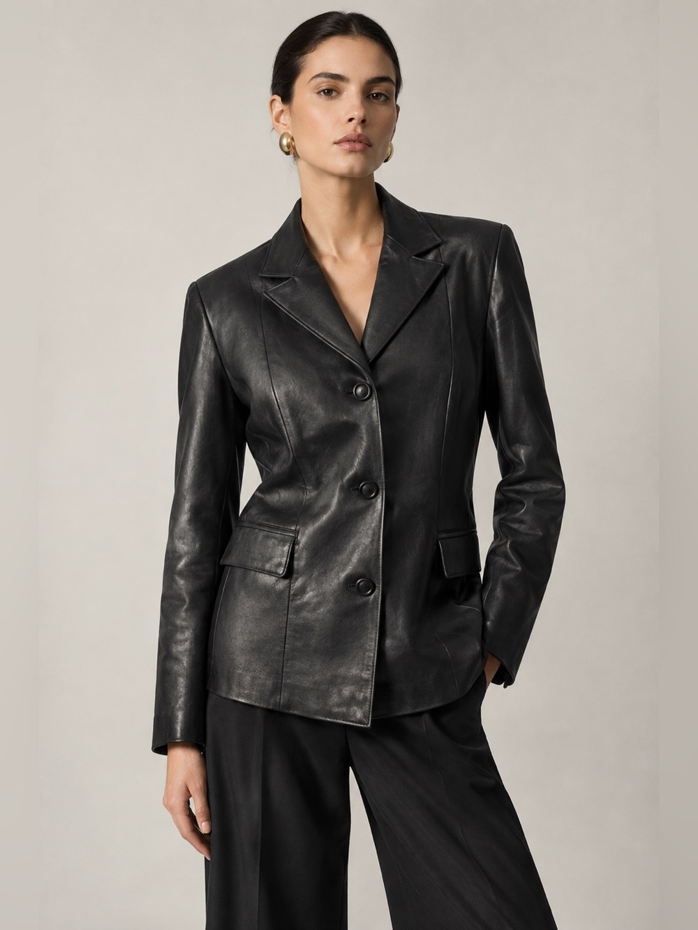 Buttery Leather Vintage GIORGIO ARMANI Black Leather Jacket Medium Relaxed Fit
